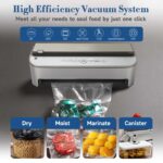 Vacuum Sealer Machine, 85kPa 120W Automatic Food Vacuum Sealer, Powerful Sealing System, Build-in Cutter, Bags Storage, Food Saver With Moist Mode and Air Suction Hose - Image 2