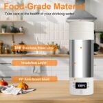 Mini Travel Electric Kettle 450ML, 4 Temperature Settings, Double Wall 316 Stainless Steel, Portable Hot Water Boiler for Hotel/Office, with Storage Bag and Cleaning Brush (White 1) - Image 2