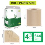 4-Ply Toilet Tissues, Unbleached Bamboo Toilet Paper, 18 Double Length Toilet Rolls, 200 Sheets, Soft, Septic-Safe, Unscented, Fit for Home, Office and School - Image 2