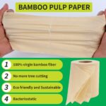 4-Ply Toilet Tissues, Unbleached Bamboo Toilet Paper, 18 Double Length Toilet Rolls, 200 Sheets, Soft, Septic-Safe, Unscented, Fit for Home, Office and School - Image 7