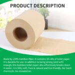 4-Ply Toilet Tissues, Unbleached Bamboo Toilet Paper, 18 Double Length Toilet Rolls, 200 Sheets, Soft, Septic-Safe, Unscented, Fit for Home, Office and School - Image 8